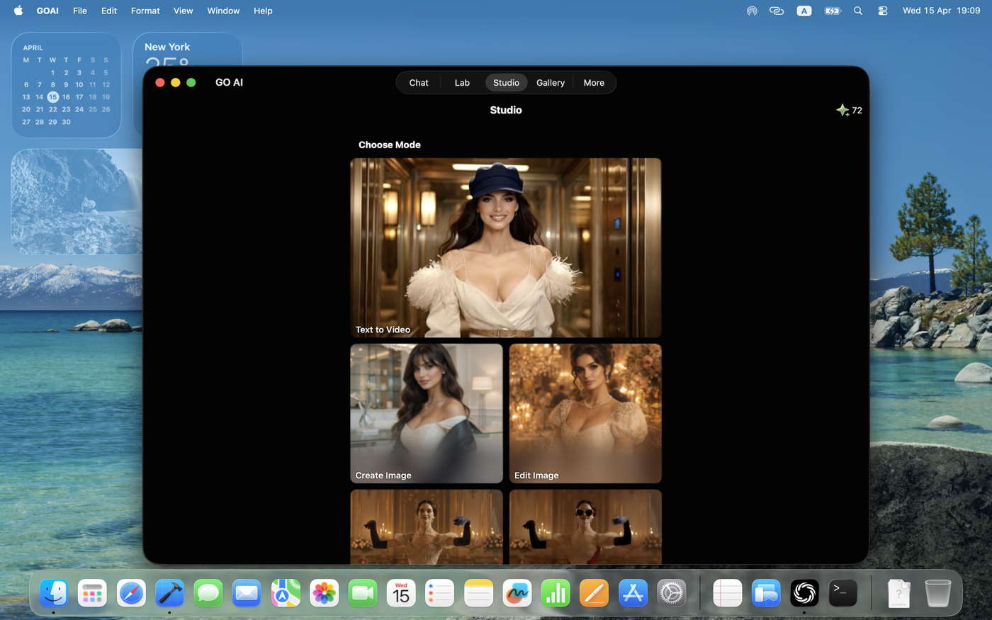 Mac — Studio mode picker: Try to Wear, Create Image, Edit Image.